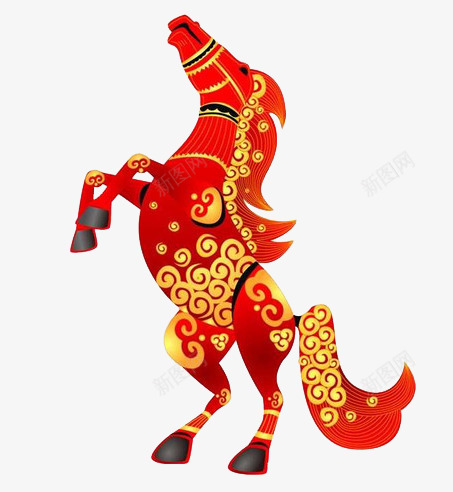 彩绘红马png免抠素材_新图网 https://ixintu.com 两脚落地的马 好看的马 红色的马