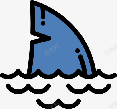 扁平化鲨鱼鳍图标图标
