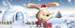 可爱雪天兔子风景素材