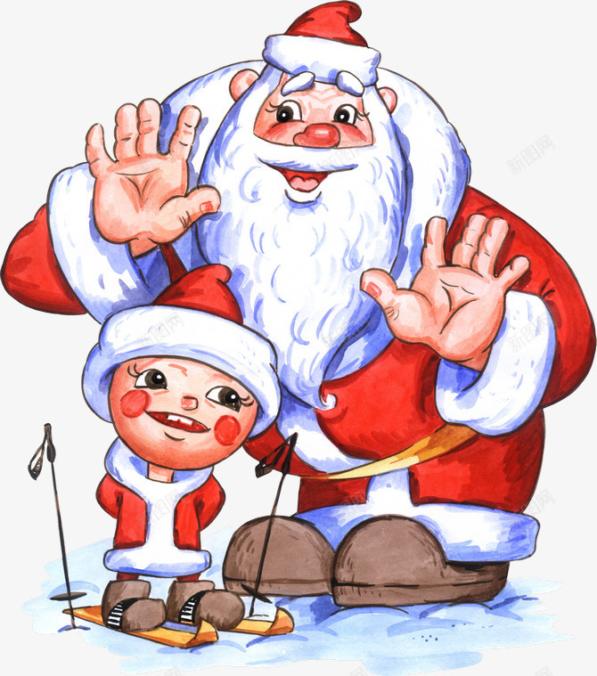圣诞老人带着小孩png免抠素材_新图网 https://ixintu.com 圣诞老人 小孩 带着