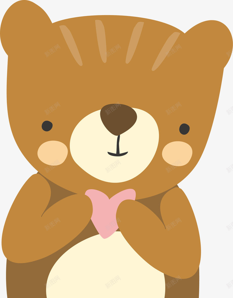 可爱害羞的棕色小熊png免抠素材_新图网 https://ixintu.com 卡通 害羞 小动物 小熊 扁平化 棕色 矢量图案
