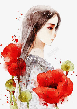 墨迹女人水彩女人高清图片