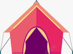 帆布帐篷红色时尚帐篷扁平彩色露营帐矢量图高清图片