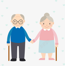 携手相依的老人可爱的老年夫妻高清图片