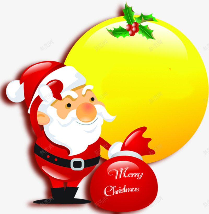 手绘黄色圣诞老人标签png免抠素材_新图网 https://ixintu.com 圣诞老人 标签 黄色