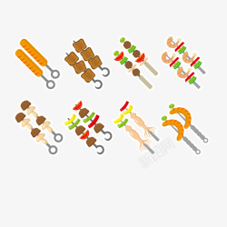 小吃虾多种多样烤串矢量图高清图片