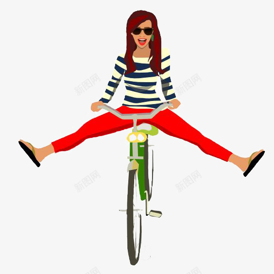 骑自行车的活力少女png免抠素材_新图网 https://ixintu.com 卡通 女孩 手绘 插画 文艺 活力 清新 自行车