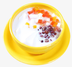 黄色碗甜品红豆香芋西米露双皮奶高清图片