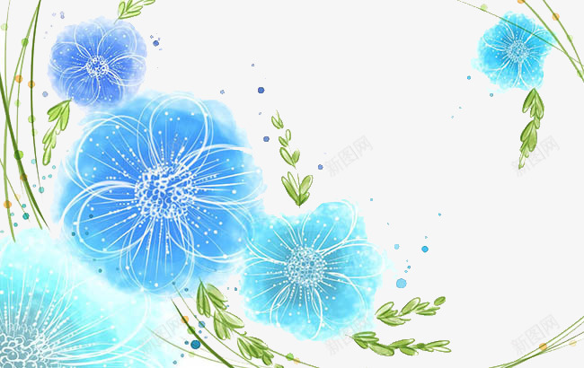 柳条装饰png免抠素材_新图网 https://ixintu.com 花边 蓝色 装饰 设计