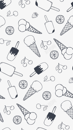 甜筒圣代冰淇淋黑白蔬菜高清图片
