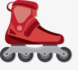 卡通轮滑鞋大红色弧线轮滑鞋矢量图高清图片