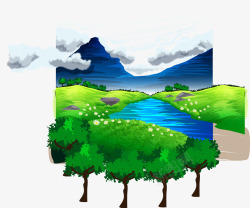 山自然风景剪影山脉插画自然风景高清图片