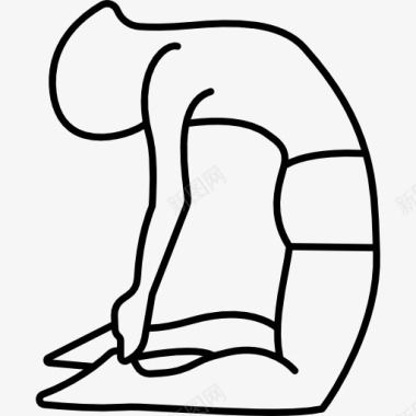 男人对他的膝盖伸展背部图标图标