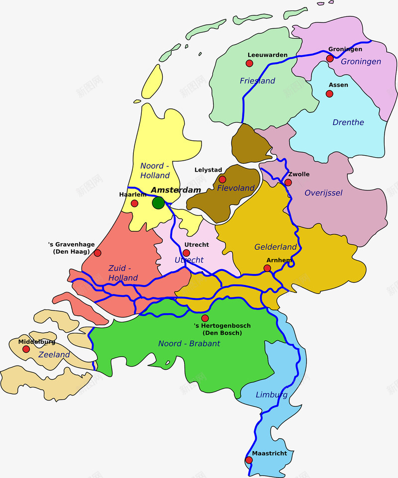 彩色荷兰地图图标png_新图网 https://ixintu.com 彩色 欧洲 路线