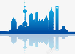 上海大厦东方明珠大厦剪影高清图片