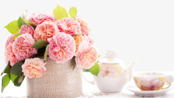 粉色茶壶装饰花瓶高清图片