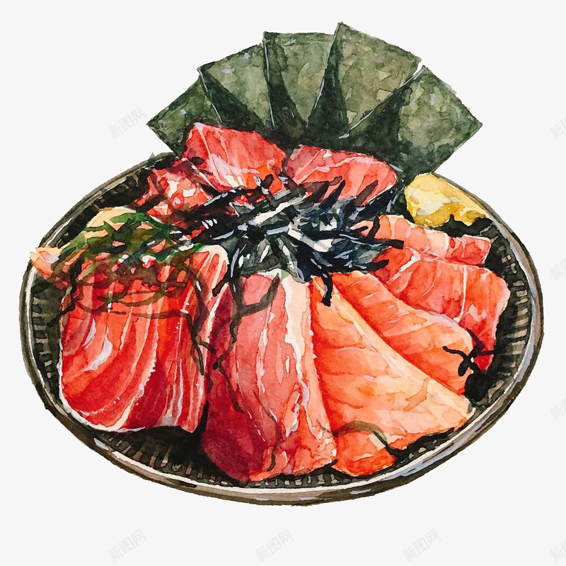 手絵日式生魚片png免抠素材_新图网 https://ixintu.com 彩鉛 手絵 生魚片 食物