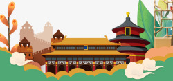 卡通天安门国庆节出游北京天安门故宫天坛长高清图片