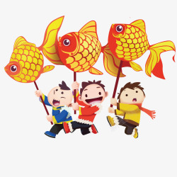 粽子节快乐舞鱼的小孩高清图片