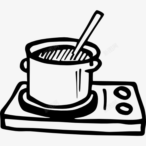 烹调加热砂锅在炉图标png_新图网 https://ixintu.com 加热炉 厨房 工具 手绘 手绘烹饪 搅拌 烹饪 砂锅 食品