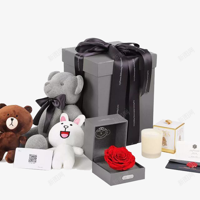 礼物和礼物盒psd_新图网 https://ixintu.com 免费 包装 礼物 礼物盒 花朵