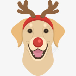 节日头饰戴着圣诞驯鹿角装饰的小狗高清图片