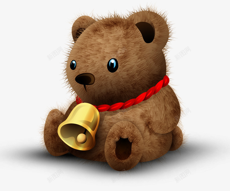 戴着铃铛的熊png免抠素材_新图网 https://ixintu.com 产品实物 小熊 毛绒熊 玩具熊