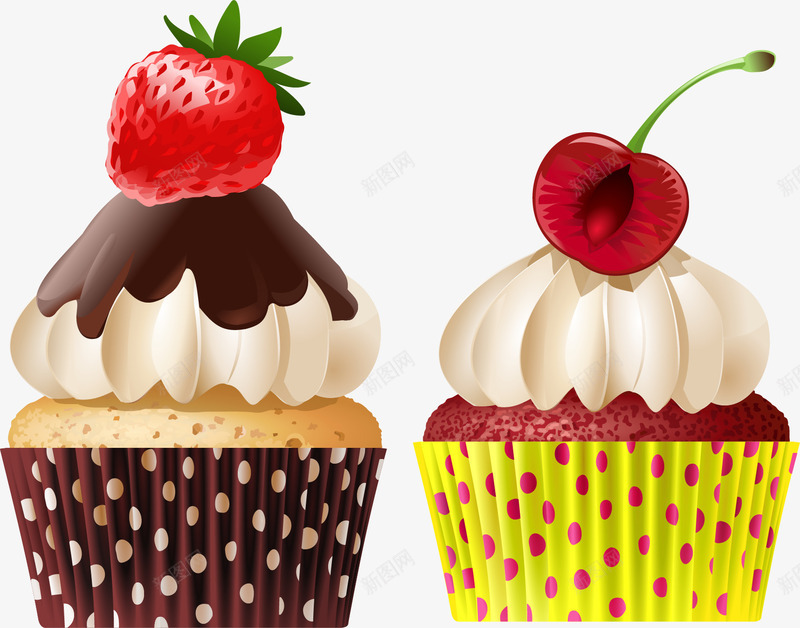 手绘纸杯蛋糕png免抠素材_新图网 https://ixintu.com 小蛋糕 手绘 樱桃蛋糕 甜品 红丝绒蛋糕 纸杯蛋糕 草莓蛋糕