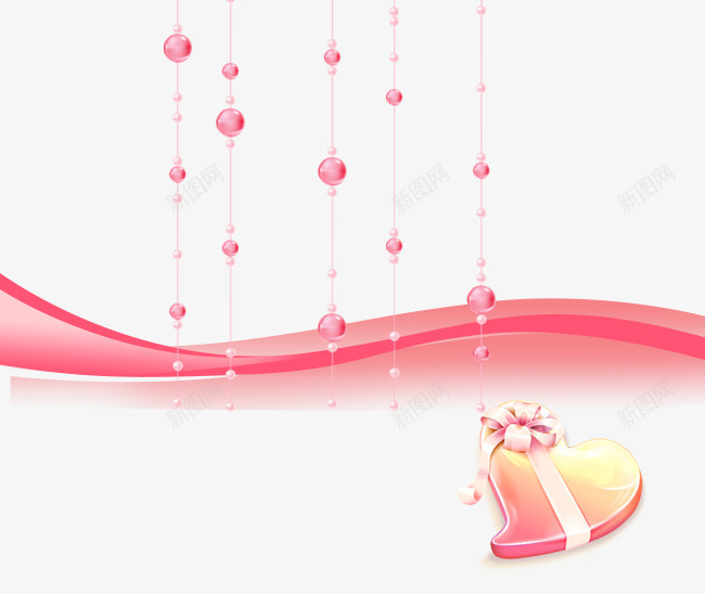 水晶加彩带png免抠素材_新图网 https://ixintu.com 少女系列 彩带 水晶帘 爱心礼盒 甜蜜