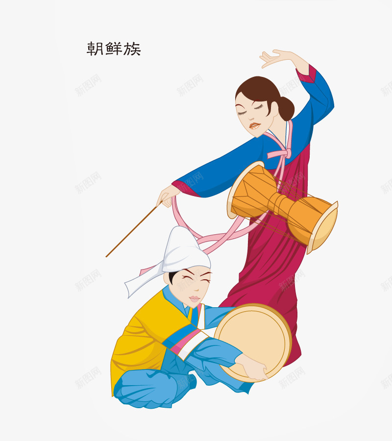 朝鲜族png免抠素材_新图网 https://ixintu.com 卡通人物 卡通女孩 卡通男孩 少数民族 朝鲜族