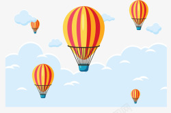 云层中飞舞的热气球矢量图素材