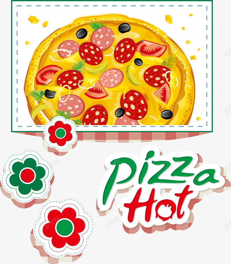 手绘黄色披萨png免抠素材_新图网 https://ixintu.com hot pizza 手绘 披萨 美食 花朵 贴纸 黄色
