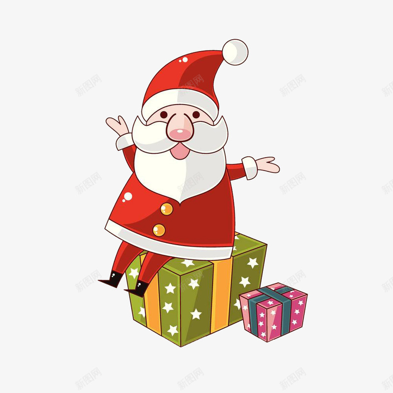 坐在绿色礼物盒上的圣诞老人png免抠素材_新图网 https://ixintu.com 创意 卡通 商务 圣诞快乐 圣诞老人 彩色 手绘 绿色礼物盒