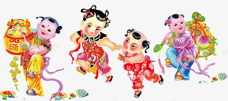 年画娃娃png免抠素材_新图网 https://ixintu.com 传统年画素材 卡通手绘人物 古典童子素材 年画娃娃图片 新年装饰素材