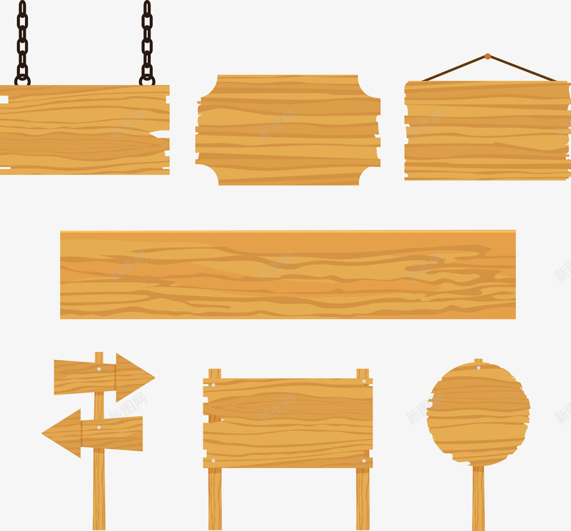 木板箭头png免抠素材_新图网 https://ixintu.com 指示牌 指示牌素材 木板箭头 木牌 木质牌 矢量木板