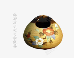 陶器装的茶叶山茶花图案的陶器茶叶罐高清图片