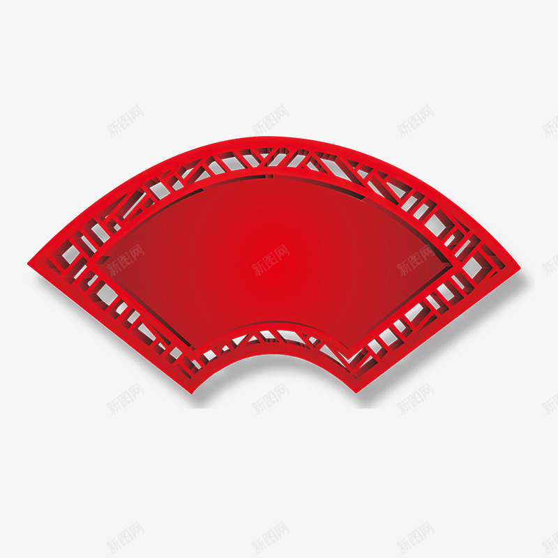 红色扇形装饰图案png免抠素材_新图网 https://ixintu.com 中国 传统 商务 窗户 立体 红色 纹理 风格