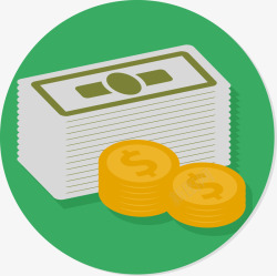 一叠钞票绿色圆形货币钱币图标矢量图高清图片