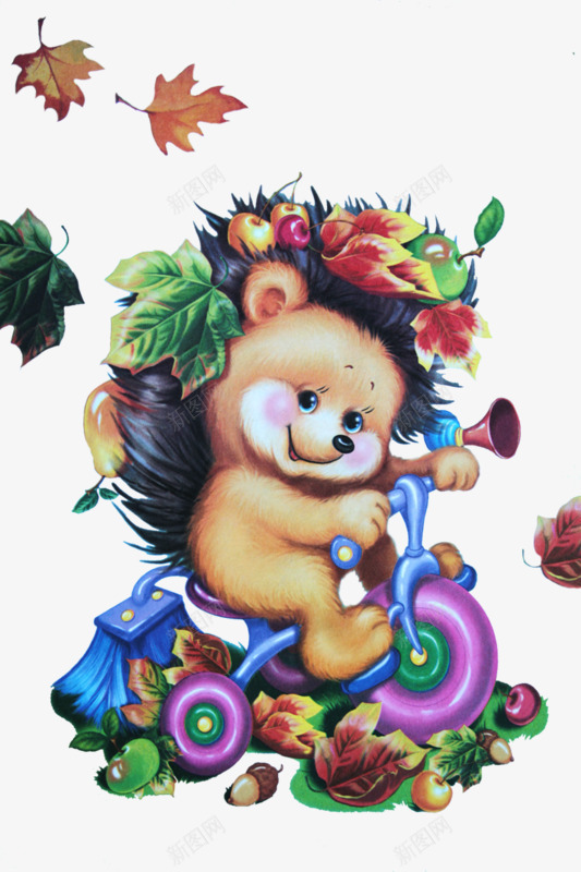 卡通手绘小熊png免抠素材_新图网 https://ixintu.com 娃娃 小熊 树叶子 毛绒玩具 玩具