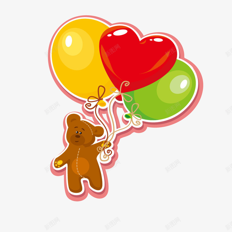 卡通抓着气球的小熊png免抠素材_新图网 https://ixintu.com 卡通 小熊 抓着气球