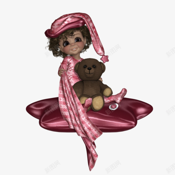 一个娃娃png免抠素材_新图网 https://ixintu.com 可爱 小熊 睡衣 粉色