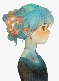 蓝色海洋头发女生女生头像高清图片