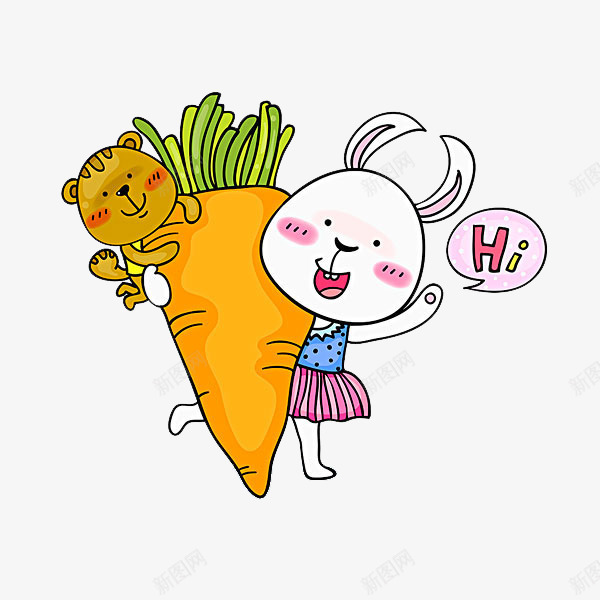抱着胡萝卜的兔子png免抠素材_新图网 https://ixintu.com 兔子 卡通 可爱的 小熊 打招呼 简笔 胡萝卜