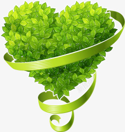 海报设计肌理元素绿色环保春天树叶爱心丝带高清图片