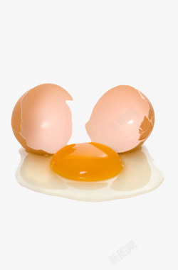 产蛋褐色鸡蛋爆开出蛋黄的初生蛋实物高清图片
