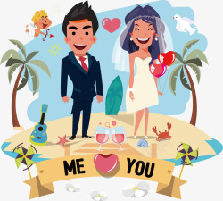 精美海岸结婚情侣素材