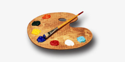 木质画笔木质调色盘高清图片