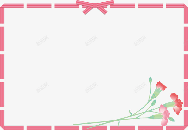 粉色母亲节花朵框架png免抠素材_新图网 https://ixintu.com 伟大的母爱 妈妈 康乃馨 母亲节 母亲节快乐 母爱 花朵框架 虚线边框