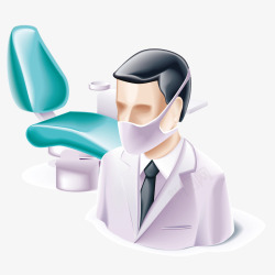 手绘戴防尘口罩手绘医学医疗戴口罩男牙医免矢量图高清图片
