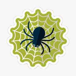 手绘绿色蜘蛛网贴纸素材